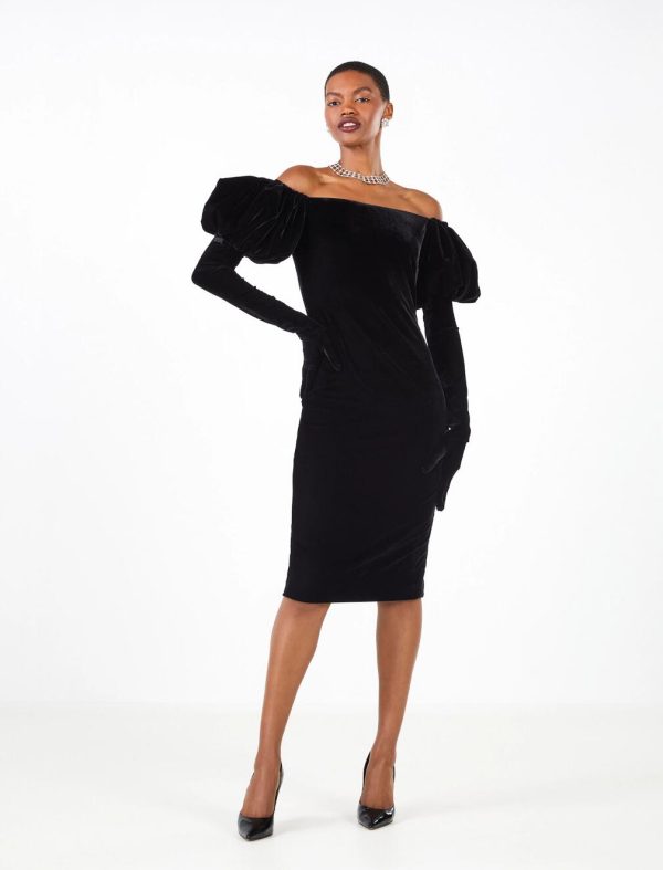 BCBG ROCCO VELVET GLOVED EVENING DRESS - BLACK BEAUTY - Image 4