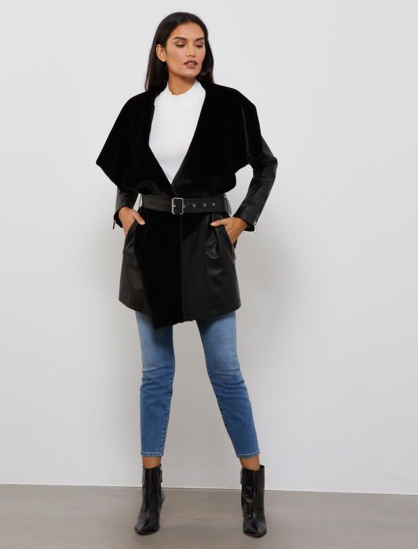 Bcbg Aubrey Lamb Leather Coat