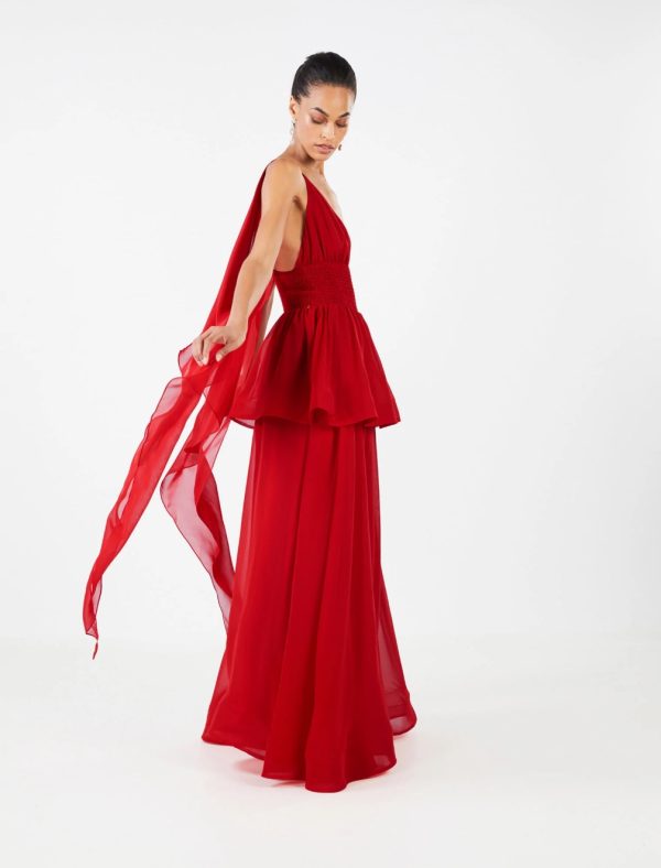 BCBG ROSANA PEPLUM GOWN - RED - Image 2