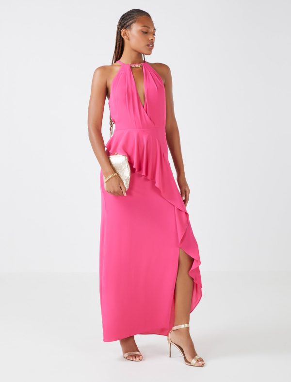 Bcbg Rose Halter Evening Gown