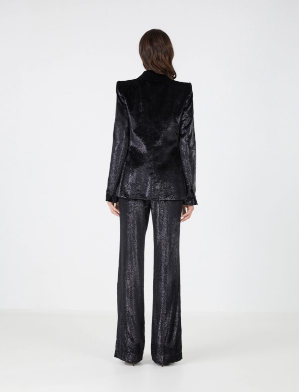 BCBG ROSMUNDA VELVET TROUSER - BLACK BEAUTY - Image 4