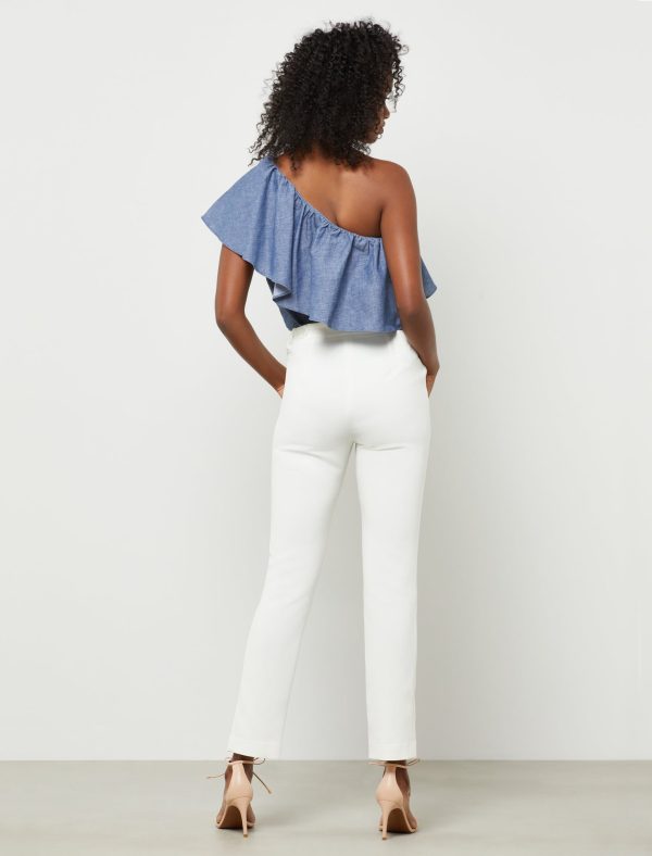 Bcbg Ruffle One-Shoulder Chambray Top - Image 5