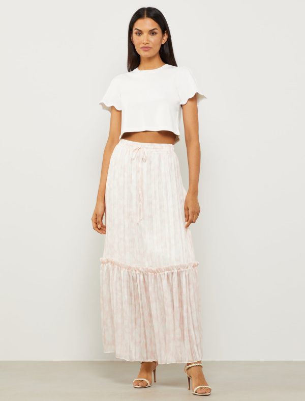 Bcbg Scalloped Short Sleeve Crop Top - Image 2