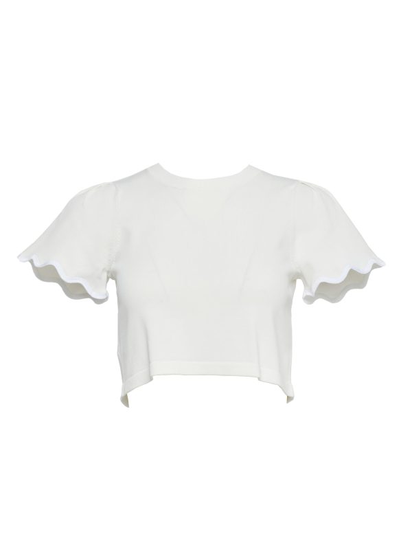 Bcbg Scalloped Short Sleeve Crop Top - Image 5