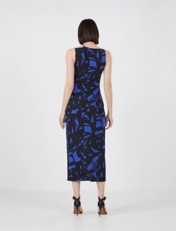 BCBG SERGIO ASYMMETRICAL CUTOUT DRESS - MAZARINE BLUE/BLACK MULTI - Image 5