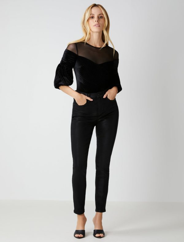 Bcbg Sheer Velvet Off-Shoulder Bodysuit - Image 2