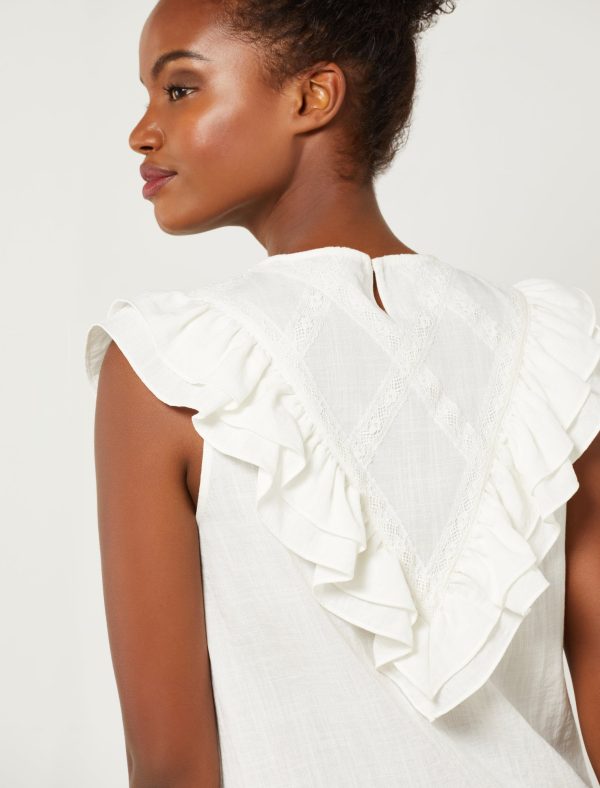 Bcbg Short Sleeve Ruffle Lace Top - Image 8