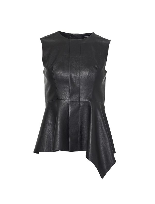 Bcbg Sleeveless Faux Leather Asymmetrical Top - Image 5