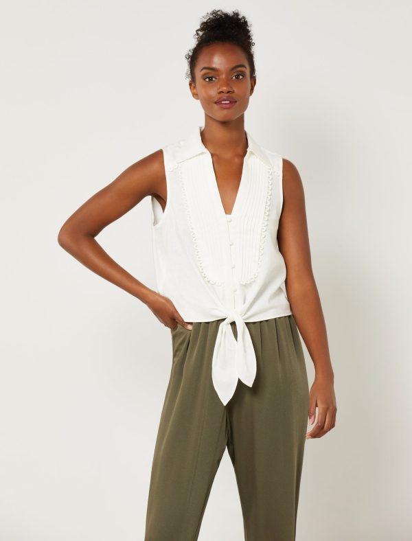 Bcbg Sleeveless Front Tie Button Top - Image 26