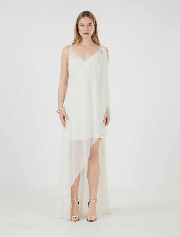 BCBG SPAGA DRAPED DRESS - GARDENIA