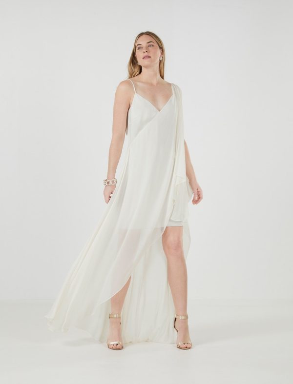 BCBG SPAGA DRAPED DRESS - GARDENIA - Image 2