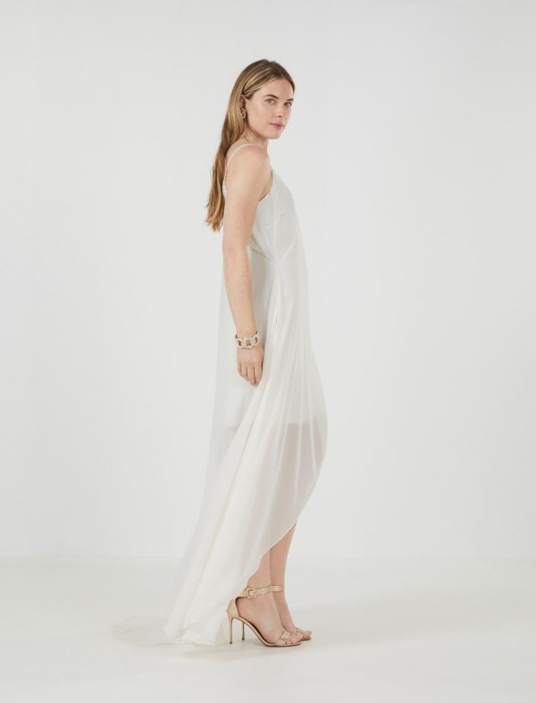 BCBG SPAGA DRAPED DRESS - GARDENIA - Image 3