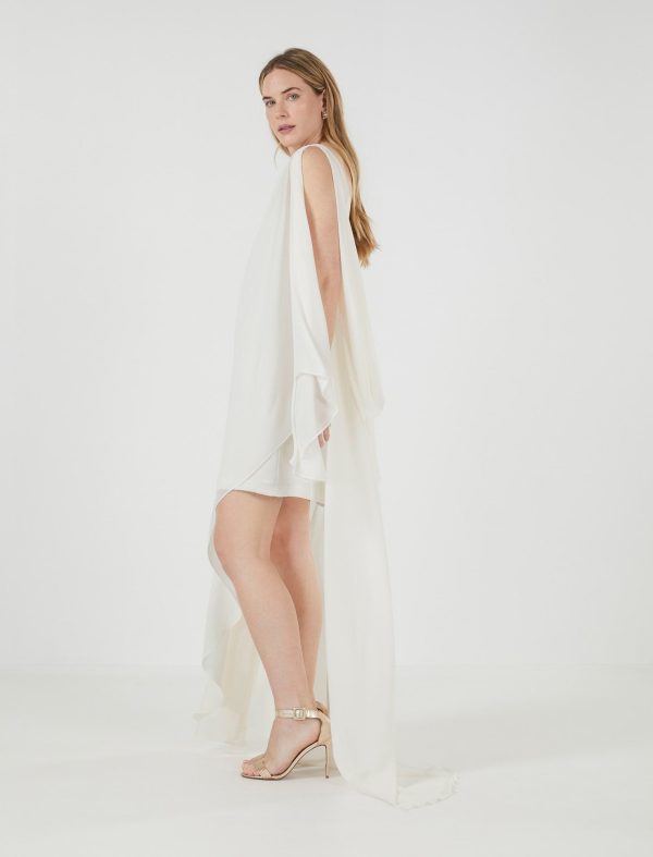 BCBG SPAGA DRAPED DRESS - GARDENIA - Image 4