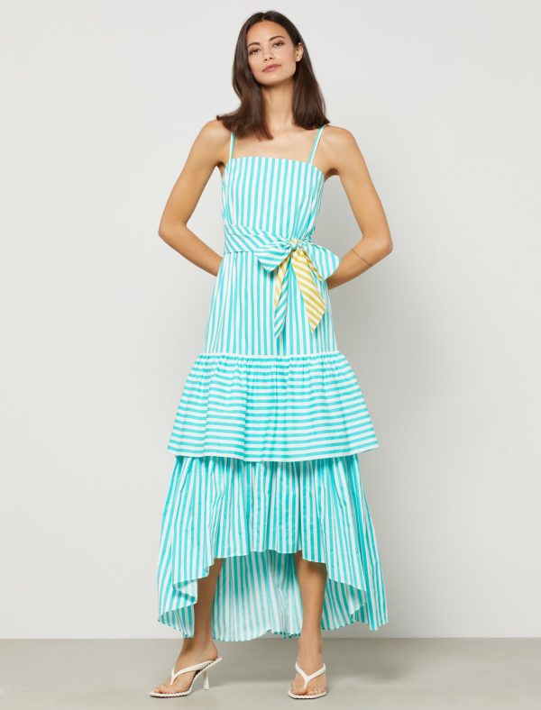 Bcbg Striped Bow Belt Maxi Dress