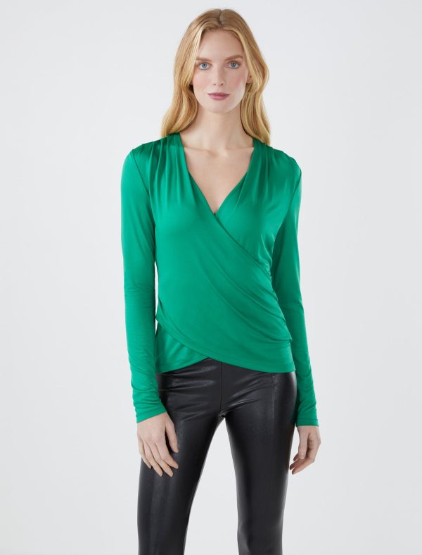 Bcbg Surplice Front Long Sleeve Top