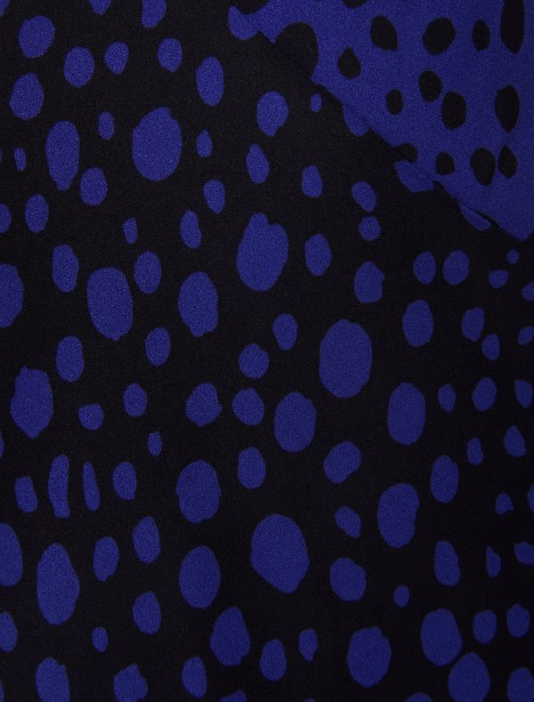 BCBG BARBARELLA EVENING DRESS - DOTTED PRINT BLUE BLACK COMBO - Image 6