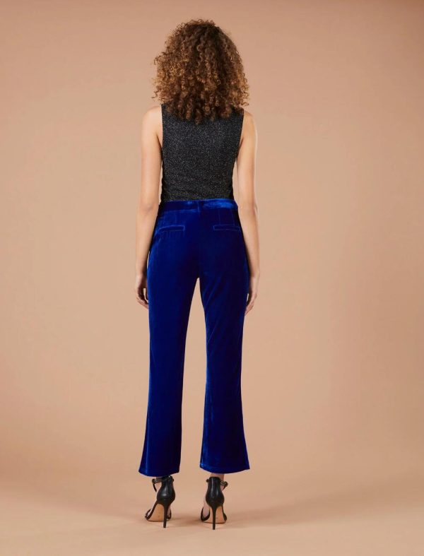 BCBG BAXTER VELVET FLARE PANT - MAZARINE BLUE - Image 3