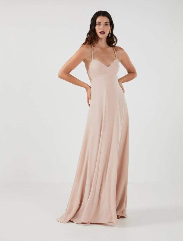 BCBG TOMAS OPEN BACK EVENING DRESS - BARE PINK