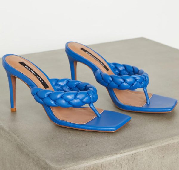 BCBG BELLA BRAIDED SANDAL HEEL - COBALT BLUE