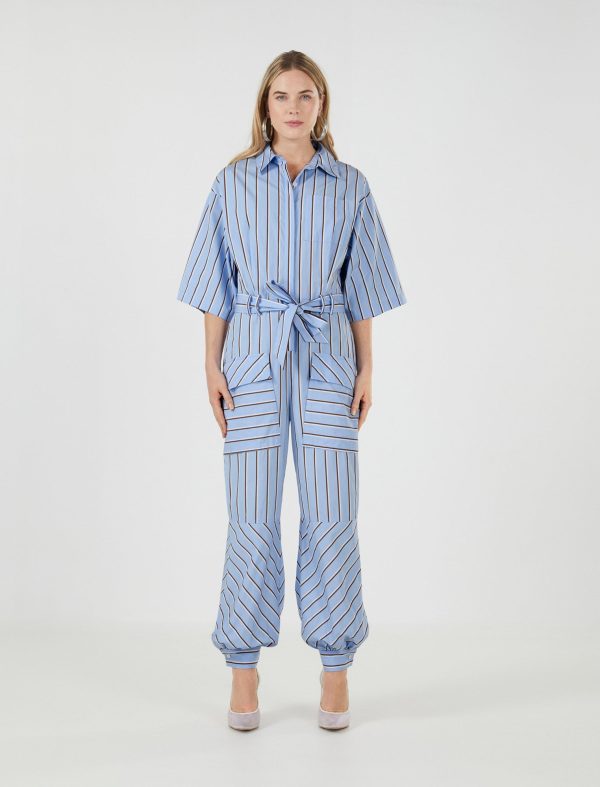 BCBG TUSEF TIE JUMPSUIT - CHAMBRAY BLUE - Image 4