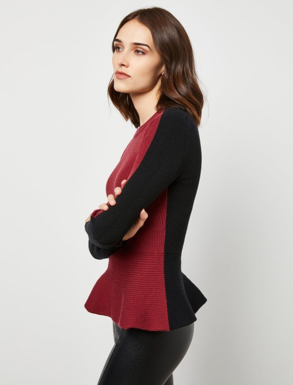 Bcbg Two-Tone Rib Knit Peplum Top - Image 15