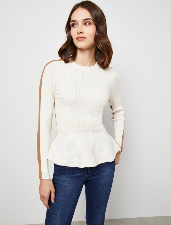 Bcbg Two-Tone Rib Knit Peplum Top - Image 18