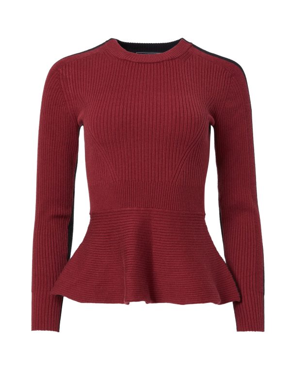 Bcbg Two-Tone Rib Knit Peplum Top - Image 34