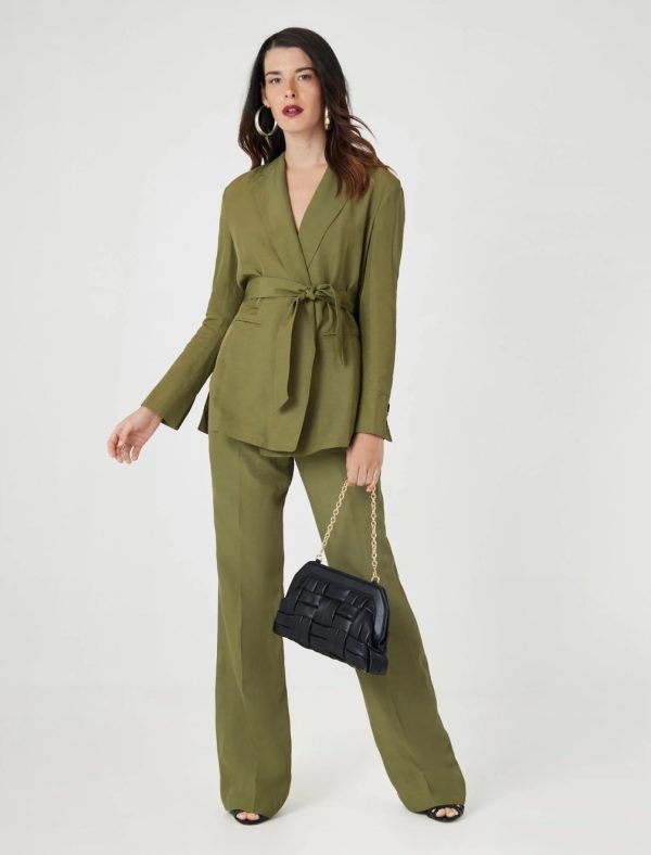 BCBG BELTED TAILORED JACKET - GREEN