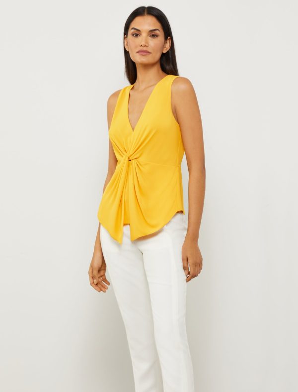 Bcbg V-Neck Gathered Knot Top