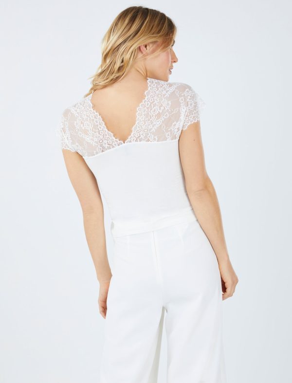 Bcbg V-Neck Lace Sleeve Top - Image 14