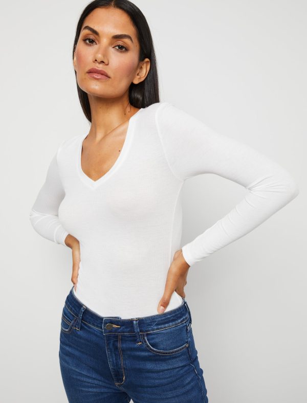 Bcbg V-Neck Long Sleeve Top