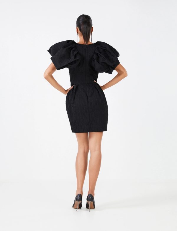 BCBG BENEDETTA PUFF SLEEVE MINI DRESS - BLACK BEAUTY - Image 4