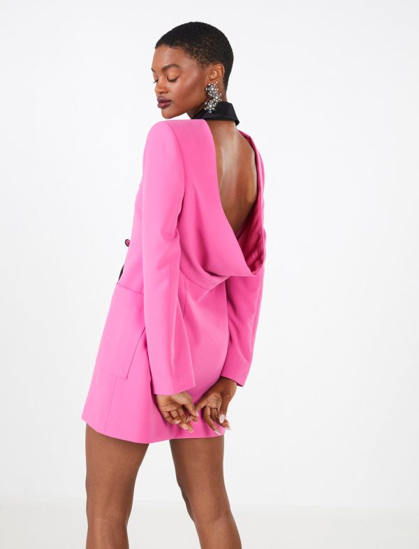 BCBG VALENTINA COWL-BACK BLAZER DRESS - RASPBERRY ROSE - Image 3