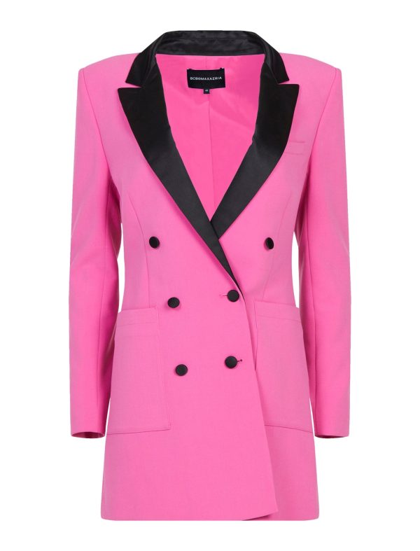 BCBG VALENTINA COWL-BACK BLAZER DRESS - RASPBERRY ROSE - Image 7