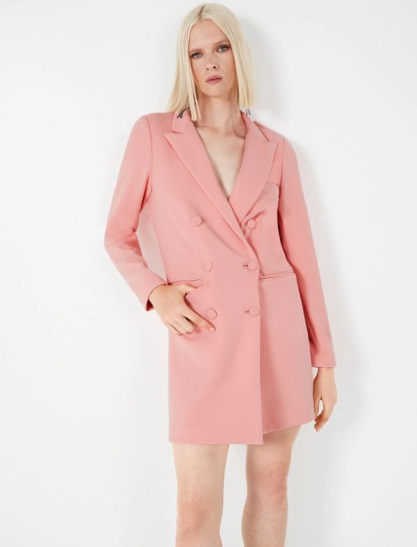 BCBG VALENTINA COWL-BACK BLAZER DRESS - SALMON ROSE - Image 2