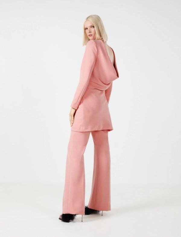 BCBG VALENTINA COWL-BACK BLAZER DRESS - SALMON ROSE - Image 3