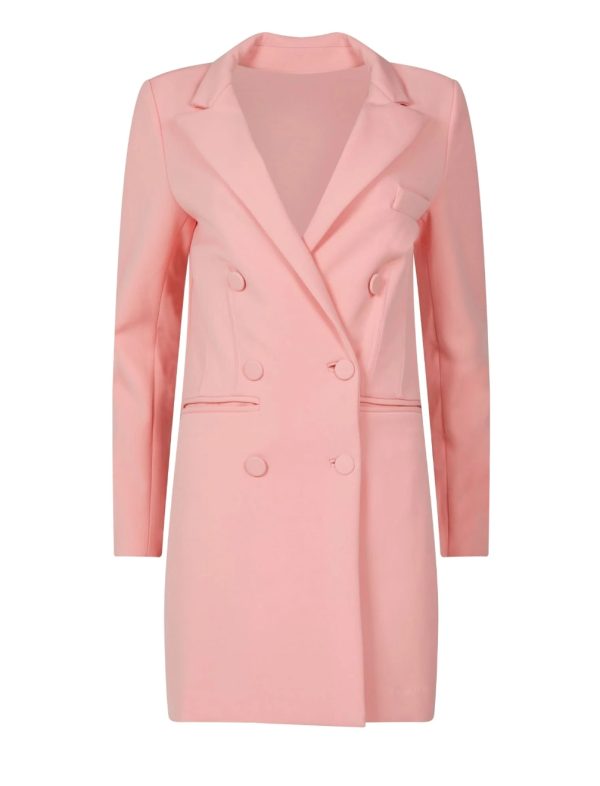 BCBG VALENTINA COWL-BACK BLAZER DRESS - SALMON ROSE - Image 4