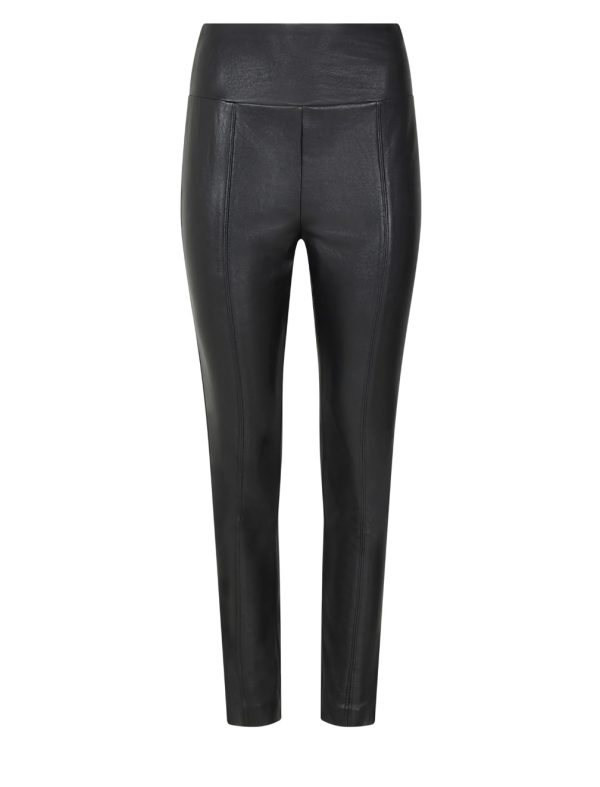 BCBG VALERIA FAUX LEATHER SLIM PANT - BLACK BEAUTY - Image 5