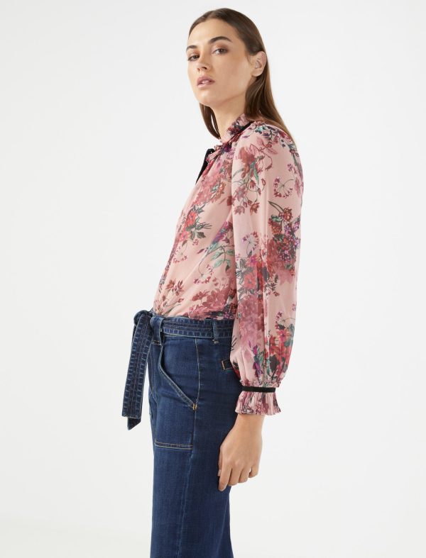 Bcbg Velvet Neck-Tie Printed Top - Image 4