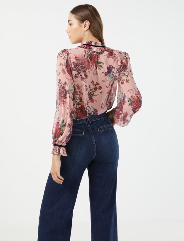 Bcbg Velvet Neck-Tie Printed Top - Image 5