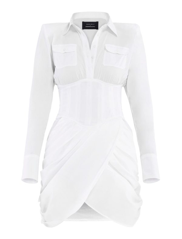 BCBG VENICE CORSET MINI DRESS - OPTIC WHITE - Image 6