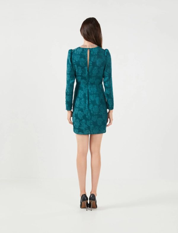 BCBG VERA SURPLICE MINI DRESS - DEEP TEAL - Image 4