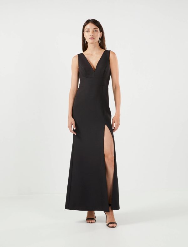 BCBG VINCENT CUTOUT BACK EVENING DRESS - BLACK