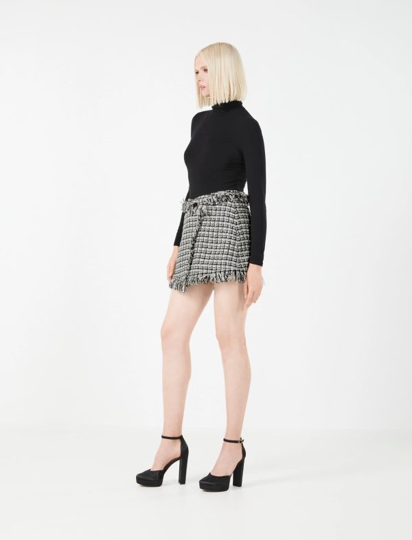 BCBG VIOLA BOUCLE MINI SKIRT - BLACK/WHITE - Image 2