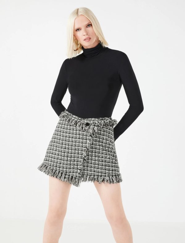 BCBG VIOLA BOUCLE MINI SKIRT - BLACK/WHITE - Image 3