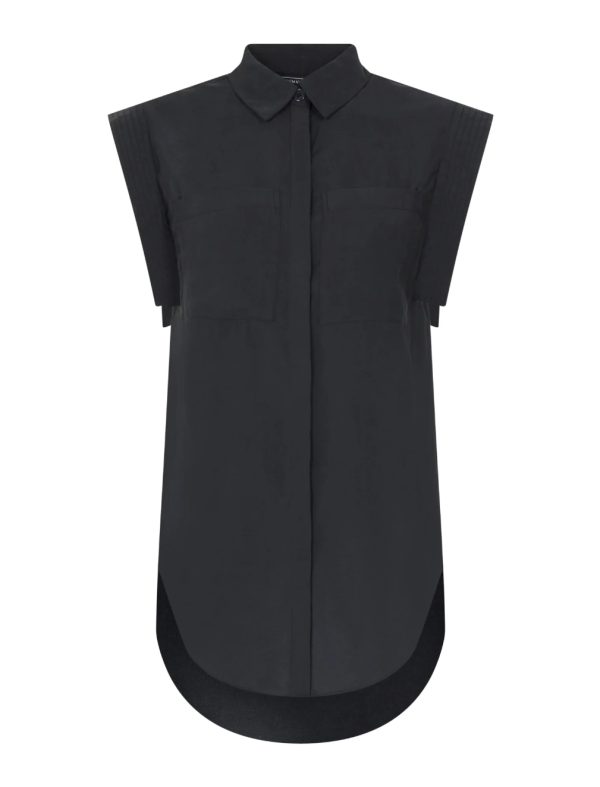 BCBG VIVIANA BUTTON-DOWN TOP - BLACK - Image 5