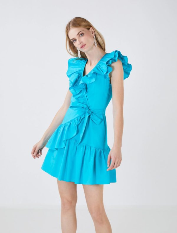 BCBG WENDI RUFFLE MINI DRESS - BLUE BIRD - Image 2