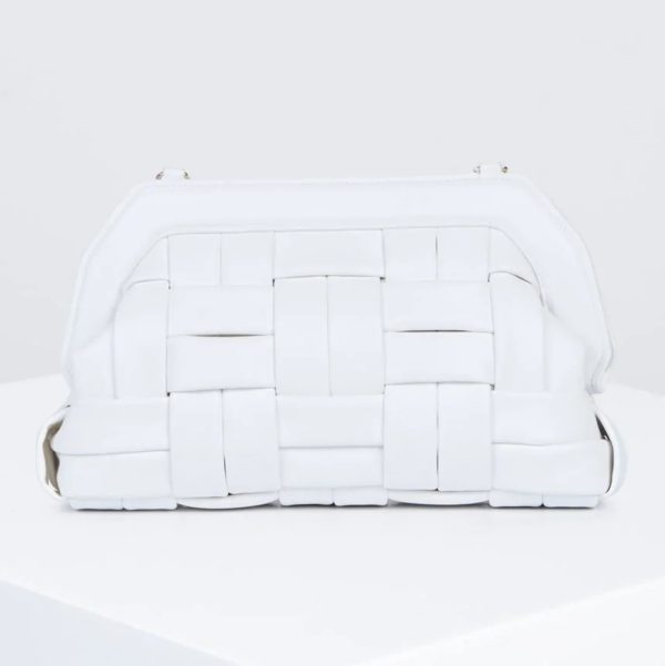 BCBG BEVERLY PADDED BRAIDED LEATHER CLUTCH - BONE - Image 2