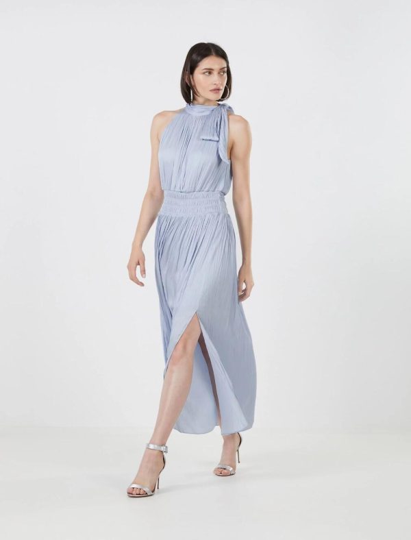 BCBG XENIA HALTER MAXI DRESS - SILVER - Image 2