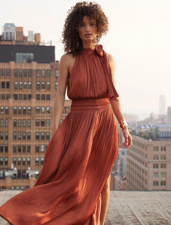 BCBG XENIA HALTER MAXI DRESS - TANDORI SPICE - Image 5